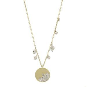 Meira T Gold Disc Necklace with Diamond Accents